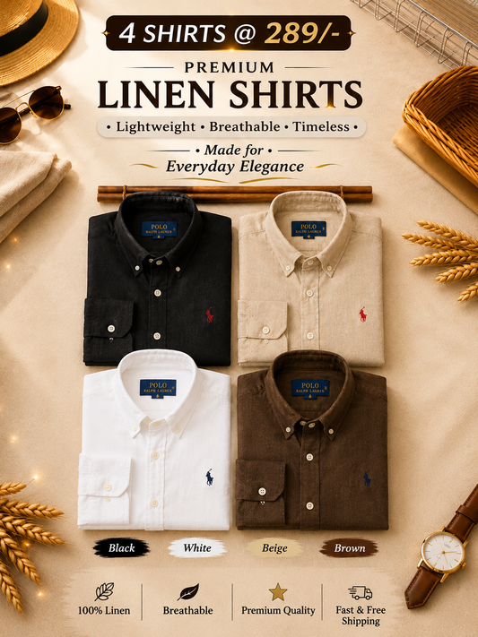 Men RL Polo Linen 4 Cotton Shirts