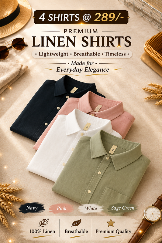 DDSOL Cotton Linen Gradient Shirt Pack of 4